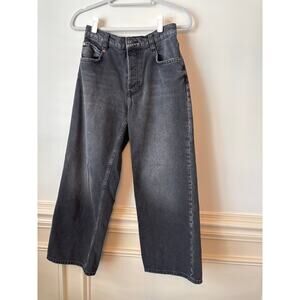 Free People We The Free Size 27 High-Rise Wide Leg Dark Gray Black Denim Jeans